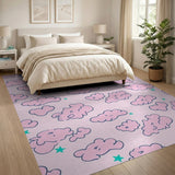 Cute Pink Cartoon Clouds Stars Area Rug