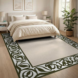 Ornate Vine Leaf Border Area Rug