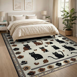 Playful Black Cats Persian Border Rug