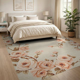 Blush Pink Rose Floral Vintage Floral Vintage Area Rug