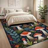 Whimsical Mushroom Forest Floral Vintage Area Rug