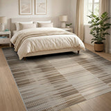 Brown Tan Vertical Stripe Geometric Rug