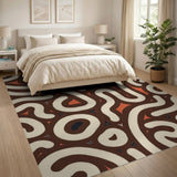 Brown and Tan Brown Swirl Abstract Area Rug