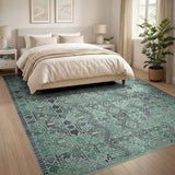 Teal Geometric Modern Geometric Modern Area Rug