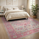 Multi-color and Patterns Blush Pink Persian Floral Area Rug