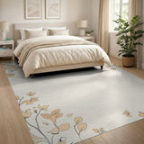 Peach Floral Vine Border Area Rug