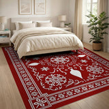 Ornate Red Snowflake Bauble Rug