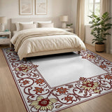 Ornate Floral Border Area Rug