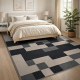 Geometric Modern Bold Geometric Black White Area Rug