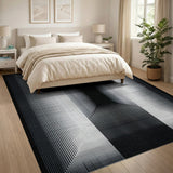 Black White Geometric Tunnel Illusion Rug