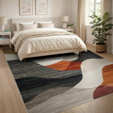 Abstract Area Beige and Neutral Abstract Wavy Neutral Area Rug