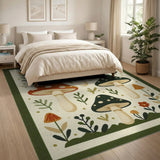 Whimsical Mushroom Meadow Boho Chic Area Rug