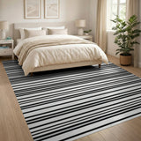 Horizontal Stripe Bold Black White Horizontal Stripe Area Rug