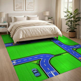 Kids Cartoon Road Map Area Rug