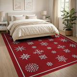 Festive Red Snowflake No. 4 Area Rug