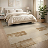 Grid Beige Geometric Grid Area Rug