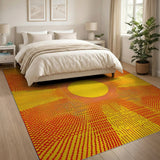 Radiant Sunburst Geometric Yellow Area Rug