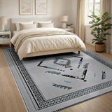 Teal Blue Geometric Southwestern Area Rug