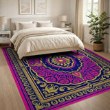 Pink Navy Persian Medallion Area Rug