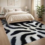 Zebra Print Faux Fur Area Rug