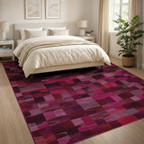 Geometric Modern Vibrant Pink Geometric Block Area Rug