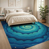 Starry Spiral Blue Teal Area Rug