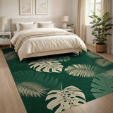 Lush Monstera Leaves Emerald Area Rug