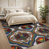 Vibrant Rainbow Tuxedo Frame Area Rug