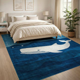 Kids Cartoon Whimsical Whale Ocean Kids Area Rug