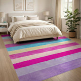 Vibrant Multi-Color Stripe Shag Rug