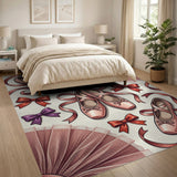 Whimsical Pink Ballet Pointe Shoes Tutu Rug