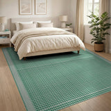 Crisp Green Gingham Check Area Rug