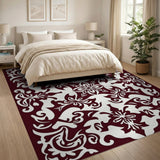 Maroon Persian Floral Medallion Cut-Out Rug