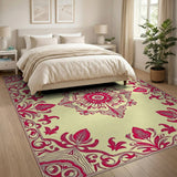 Red Ornate Floral Medallion Area Rug