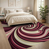 Abstract Swirling Red Pink Area Rug