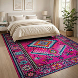 Vibrant Pink Multi-Color Southwestern Area Rug