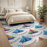 Rainbow Camping Tents Kids Area Rug
