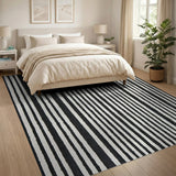 Bold Black White Vertical Stripe No. 7 Area Rug
