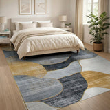 Gold and Silver Abstract Area Gold Wave Abstract Area Rug