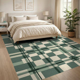 Modern Green Plaid Geometric Area Rug