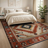 Southwestern Red Geometric Diamond Area Rug