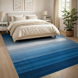 Ombre Blue Gradient Striped Area Rug