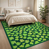 Lucky Shamrock Green Floral Vintage Area Rug
