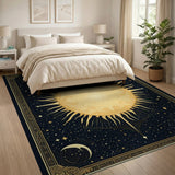 Celestial Golden Sun Mandala Area Rug