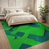 Layered Green Geometric Area Rug