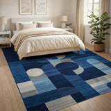 Modern Geometric Blue Abstract Area Rug