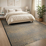 Beige Black Dot Geometric Area Rug