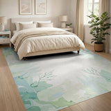 Green Mint Green Abstract Leaf Area Rug