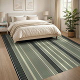 Grey Textured Grey Vertical Stripe Area Rug