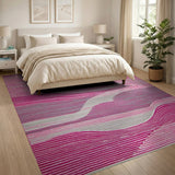 Vibrant Pink Vibrant Pink Wavy Abstract Area Rug